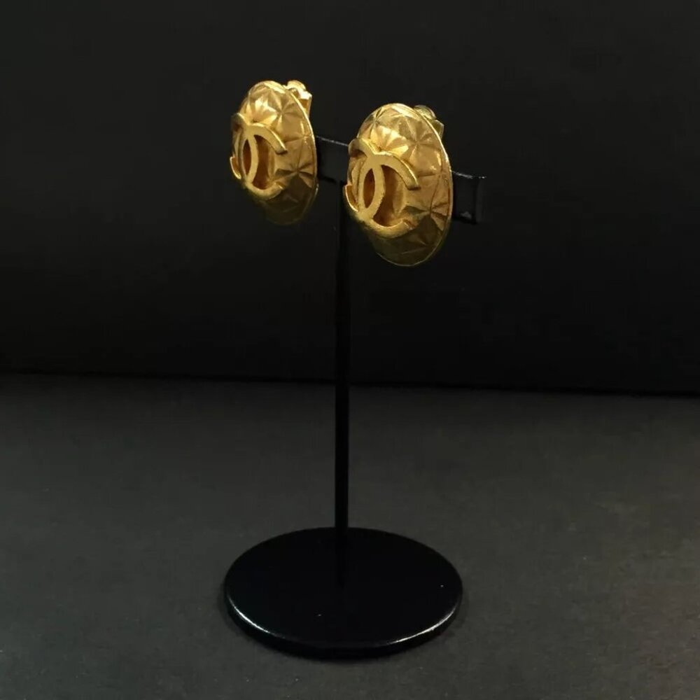 Chanel Cc Gold Button Earrings - image 3